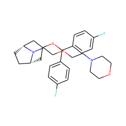 Fc1ccc(C(OC2C[C@@H]3CC[C@H](C2)N3CCOCCN2CCOCC2)c2ccc(F)cc2)cc1 ZINC000013580502
