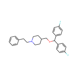 Fc1ccc(C(OCC2CCN(CCc3ccccc3)CC2)c2ccc(F)cc2)cc1 ZINC000013746594