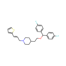 Fc1ccc(C(OCCC2CCN(C/C=C/c3cccs3)CC2)c2ccc(F)cc2)cc1 ZINC000013491395