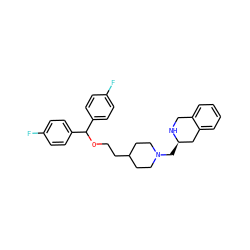 Fc1ccc(C(OCCC2CCN(C[C@@H]3Cc4ccccc4CN3)CC2)c2ccc(F)cc2)cc1 ZINC000028967249