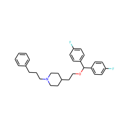 Fc1ccc(C(OCCC2CCN(CCCc3ccccc3)CC2)c2ccc(F)cc2)cc1 ZINC000013491392