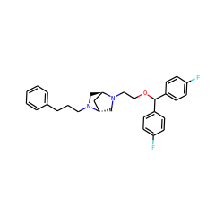 Fc1ccc(C(OCCN2C[C@H]3C[C@H]2CN3CCCc2ccccc2)c2ccc(F)cc2)cc1 ZINC000100870048
