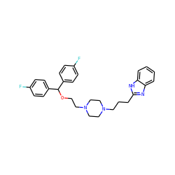Fc1ccc(C(OCCN2CCN(CCCc3nc4ccccc4[nH]3)CC2)c2ccc(F)cc2)cc1 ZINC000022938663