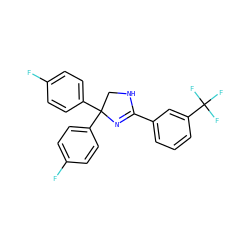 Fc1ccc(C2(c3ccc(F)cc3)CNC(c3cccc(C(F)(F)F)c3)=N2)cc1 ZINC000038466796