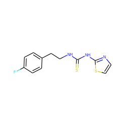 Fc1ccc(CCNC(=S)Nc2nccs2)cc1 ZINC000013744843