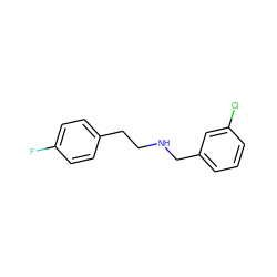 Fc1ccc(CCNCc2cccc(Cl)c2)cc1 ZINC000019871919