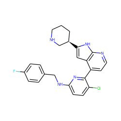 Fc1ccc(CNc2ccc(Cl)c(-c3ccnc4[nH]c([C@@H]5CCCNC5)cc34)n2)cc1 ZINC000226071345