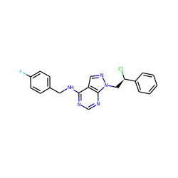 Fc1ccc(CNc2ncnc3c2cnn3C[C@@H](Cl)c2ccccc2)cc1 ZINC000029151329
