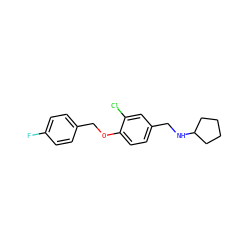 Fc1ccc(COc2ccc(CNC3CCCC3)cc2Cl)cc1 ZINC000169326401
