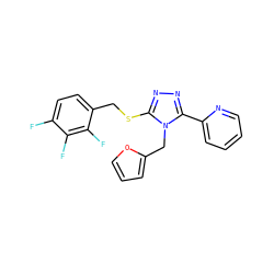 Fc1ccc(CSc2nnc(-c3ccccn3)n2Cc2ccco2)c(F)c1F ZINC000066129164