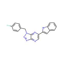 Fc1ccc(Cn2nnc3ncc(-c4cc5ccccc5[nH]4)nc32)cc1 ZINC000006744634