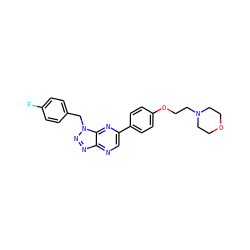 Fc1ccc(Cn2nnc3ncc(-c4ccc(OCCN5CCOCC5)cc4)nc32)cc1 ZINC000043082731