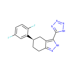 Fc1ccc(F)c([C@@H]2CCc3n[nH]c(-c4nnn[nH]4)c3C2)c1 ZINC000043073573