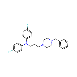 Fc1ccc(N(CCCN2CCN(Cc3ccccc3)CC2)c2ccc(F)cc2)cc1 ZINC000022930225