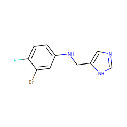 Fc1ccc(NCc2cnc[nH]2)cc1Br ZINC000096177522