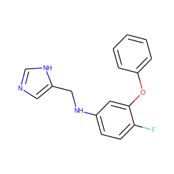 Fc1ccc(NCc2cnc[nH]2)cc1Oc1ccccc1 ZINC000096177532