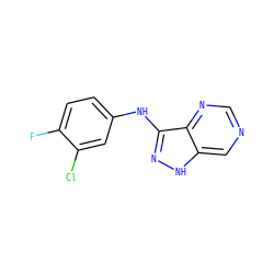 Fc1ccc(Nc2n[nH]c3cncnc23)cc1Cl ZINC000167037215