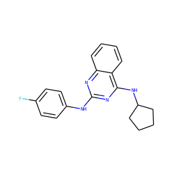 Fc1ccc(Nc2nc(NC3CCCC3)c3ccccc3n2)cc1 ZINC000041152055