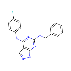 Fc1ccc(Nc2nc(NCc3ccccc3)nc3[nH]ncc23)cc1 ZINC000096928443