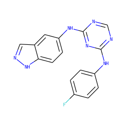 Fc1ccc(Nc2ncnc(Nc3ccc4[nH]ncc4c3)n2)cc1 ZINC000063540103