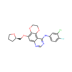 Fc1ccc(Nc2ncnc3cc(OC[C@H]4CCCO4)c4c(c23)OCCO4)cc1Cl ZINC000653871503