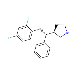 Fc1ccc(O[C@@H](c2ccccc2)[C@H]2CCNC2)c(F)c1 ZINC000095588585