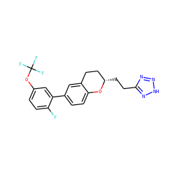 Fc1ccc(OC(F)(F)F)cc1-c1ccc2c(c1)CC[C@H](CCc1nn[nH]n1)O2 ZINC001772640304