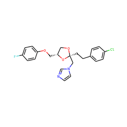 Fc1ccc(OC[C@@H]2CO[C@@](CCc3ccc(Cl)cc3)(Cn3ccnc3)O2)cc1 ZINC000040914690