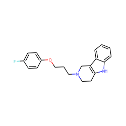 Fc1ccc(OCCCN2CCc3[nH]c4ccccc4c3C2)cc1 ZINC000013476825