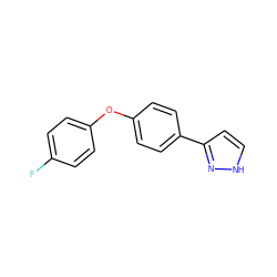 Fc1ccc(Oc2ccc(-c3cc[nH]n3)cc2)cc1 ZINC000013559818