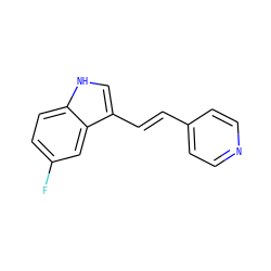 Fc1ccc2[nH]cc(/C=C/c3ccncc3)c2c1 ZINC000005162062