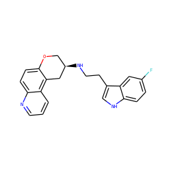 Fc1ccc2[nH]cc(CCN[C@@H]3COc4ccc5ncccc5c4C3)c2c1 ZINC000028821552