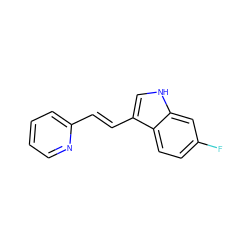 Fc1ccc2c(/C=C/c3ccccn3)c[nH]c2c1 ZINC000072105931
