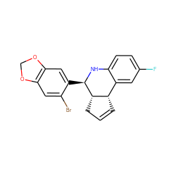 Fc1ccc2c(c1)[C@@H]1C=CC[C@@H]1[C@@H](c1cc3c(cc1Br)OCO3)N2 ZINC000000871796