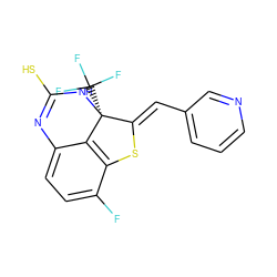 Fc1ccc2c3c1S/C(=C\c1cccnc1)[C@]3(C(F)(F)F)NC(S)=N2 ZINC000026257861