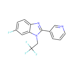 Fc1ccc2nc(-c3cccnc3)n(CC(F)(F)F)c2c1 ZINC000204753362