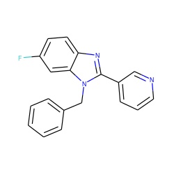 Fc1ccc2nc(-c3cccnc3)n(Cc3ccccc3)c2c1 ZINC000473132696