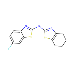 Fc1ccc2nc(Nc3nc4c(s3)CCCC4)sc2c1 ZINC000004099216