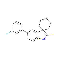 Fc1cccc(-c2ccc3c(c2)C2(CCCCC2)C(=S)N3)c1 ZINC000013488898