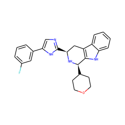 Fc1cccc(-c2cnc([C@H]3Cc4c([nH]c5ccccc45)[C@@H](C4CCOCC4)N3)[nH]2)c1 ZINC000653723248