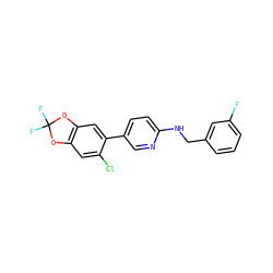 Fc1cccc(CNc2ccc(-c3cc4c(cc3Cl)OC(F)(F)O4)cn2)c1 ZINC000207720495