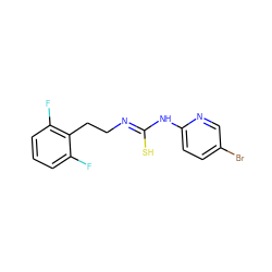Fc1cccc(F)c1CC/N=C(\S)Nc1ccc(Br)cn1 ZINC000003832005
