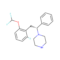 Fc1cccc(OC(F)F)c1C[C@H](c1ccccc1)N1CCNCC1 ZINC000049112911
