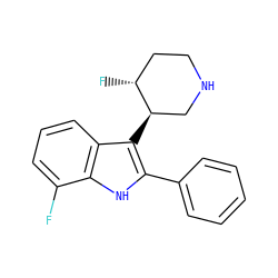 Fc1cccc2c([C@@H]3CNCC[C@H]3F)c(-c3ccccc3)[nH]c12 ZINC000013862740