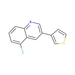 Fc1cccc2ncc(-c3ccsc3)cc12 ZINC000003834023