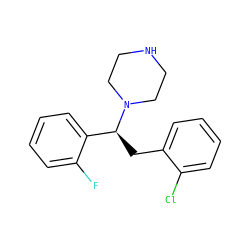 Fc1ccccc1[C@H](Cc1ccccc1Cl)N1CCNCC1 ZINC000036093223