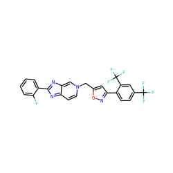 Fc1ccccc1-c1nc2ccn(Cc3cc(-c4ccc(C(F)(F)F)cc4C(F)(F)F)no3)cc-2n1 ZINC000103268790