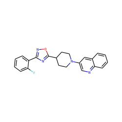 Fc1ccccc1-c1noc(C2CCN(c3cnc4ccccc4c3)CC2)n1 ZINC000040878804