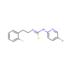 Fc1ccccc1CC/N=C(\S)Nc1ccc(Br)cn1 ZINC000000584101