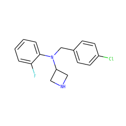 Fc1ccccc1N(Cc1ccc(Cl)cc1)C1CNC1 ZINC000299826856